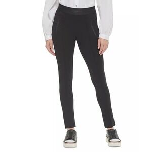 KARL LAGERFELD PARIS Women's Zip Detail Pull-On Pants Black Size 0X New‎ W/ Tags